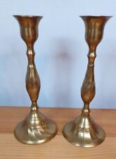 2 VTG Solid Brass Handmade Candlesticks  6 1/2