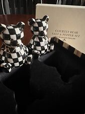 MacKenzie Childs COURTLY BEAR SALT & PEPPER SHAKER SET Collectible NEW IN BOX picture