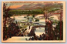 Postcard Olympic Ski Hill Lake Placid Adirondack Mountains New York Linen picture