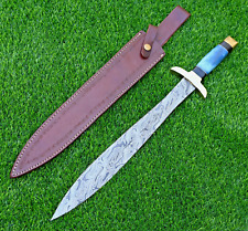 Macedonian Army Damascus Sword Custom Made - Hand Forged Damascus Steel 1671 picture
