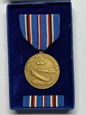 WWII, AMERICAN CAMPAIGN MEDAL, WITH MATCHING PIN BACK RIBBON, U.S. MINT, VINTAGE picture