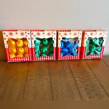 Vintage United Flora Luster Satin Sheen Unbreakable Christmas Ornaments Mini picture