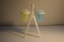 Vtg Tupperware Midget Atomic Salt Pepper Shakers Toothpick Holder Caddy Stand picture