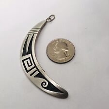 3” STERLING SILVER OVERLAY NAVAJO DESIGN PENDANT ML MARKED FINE JEWELRY 16g picture
