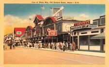 OLD ORCHARD BEACH, ME Maine  WHITE WAY Street Scene~Gordon's  c1940's Postcard picture