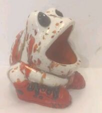 Vtg 70's Big Mouth Ceramic Frog Kitchen Sink Sponge Holder Orange Sneakers picture