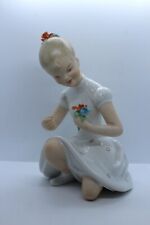 Vintage Wallendorf 1764 Porcelain Figurine Girl picking flowers. picture