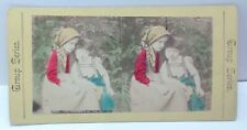 Antique Hand Tinted Stereoview Photo Children in Woods picture