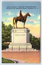 General Stonewall Jackson Monument Richmond Virginia Vintage Postcard AF529 picture
