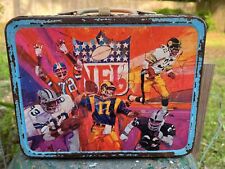 NFL LUNCH BOX FOOTBALL AFC/NFC CONFERENCE FOOTBALL METAL LUNCH BOX Vintage 1978 picture