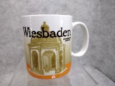 2009 STARBUCKS Coffee Mug WIESBADEN Icon 16 oz white w/ orange inside GERMANY picture