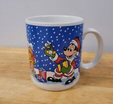 Vintage Disney Mickey Mouse & Pluto Santa's Sleigh 12 Oz Coffee Mug Cup picture