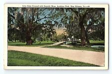 Live Oaks Covered With Spanish Moss Audubon Park New Orleans LA Vintage Postcard picture