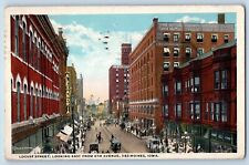 Des Moines Iowa IA Postcard Locust Street Looking East 6th Avenue c1921 Vintage picture