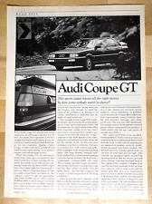 1985 Audi Coupe GT Original Magazine Article picture