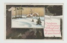 Christmas Joy  Vintage 1921 House Barn Snow Vintage Postcard picture