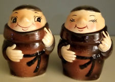 RARE: Vintage Ceramic Monk Friar Tuck Salt/Pepper Shakers #2389, Japan, 1950s picture