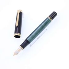 Pelikan Souveran M800 Fountain Pen Striped Green Resin Nib M 18K picture