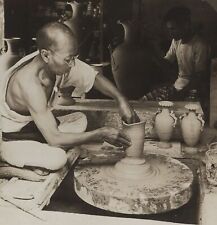 Expert Potter at His Wheel Kinkozan Works Kyoto Japan HC White Stereoview 1905 picture