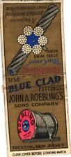 Blue Clad Fittings, John A. Roebling's Sons Company Vintage Matchbook Cover picture
