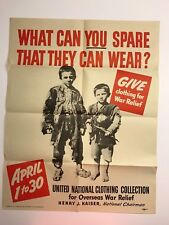 WHAT CAN YOU SPARE THAT THEY CAN WEAR? - WW2 Poster - ORIGINAL picture