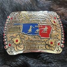 Trophy Buckle Team Roping  Champion Heeler Rodeo Cowboy Collectible picture