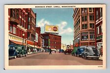 Lowell, MA-Massachusetts, Merrimack Street Coca-Cola c1948, Vintage Postcard picture