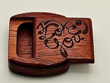 Wood Box Etched LOVE YOU,  Hidden Compartment. Sliding Lid: Jewelry, Pills, etc. picture