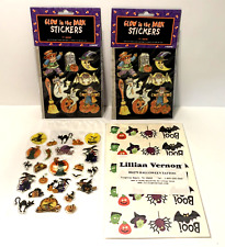 Vintage HALLOWEEN Glow In The Dark Stickers Tattoo Sheets and Puffy Sheet Lot picture
