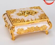 SANKYO TIN ALLOY WHITE GOLD  RECTANGLE MUSIC BOX :  CANON IN D picture