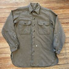 WW2 US Army Wool Utility Service Shirt Size 14.5-33 OD Field Distressed WWII picture