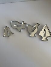 4 Vintage Aluminum Cookie Cutters with Handles picture