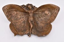 Antique Art Nouveau Bronze Lady/Butterfly Tray 9 Inches picture