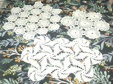 LOT OF 3 LARGE VINTAGE DOILIES DIFFERENT HAND CROCHETED DESIGNS picture