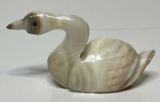 Vintage 1970s Hand Carved Stone Swan Bird Figurine 1 3/4