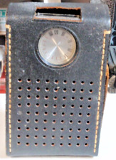 Vintage Realtone 1248 Small Transistor Black Radio w/Case picture