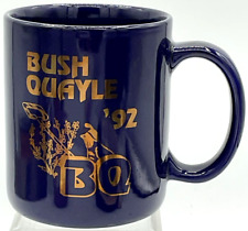 Vintage 1992 Bush Quayle BQ Coffee Tea Mug Cup Blue Quail Politics Presidential  picture