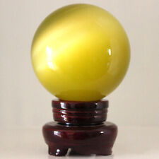 Rare 40-120mm Natural yellow Cat's Eye Stone Balls Crystal Reiki Healing Sphere picture