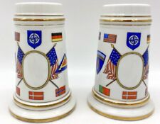 Vintage pair German Flag Steins US Flag 48 Stars Flags of the World Nato Flag picture
