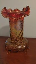 Antique Large Legras Amberina Footed Vase With Gold Enamel Decoration. picture