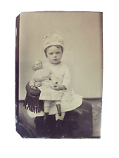 Antique Tintype Girl with Blonde German China Doll 1880s picture