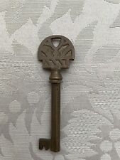 Antique Eastlake Brass Victorian Hollow Barrel Door Lock Skeleton Key picture
