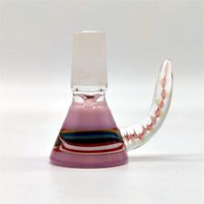 1 Piece Horn Pink Strip Glass Bowl Head Piece For Glass Bong Pipe 14MM picture