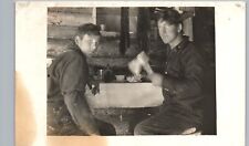 AXE MURDER? rustic log cabin interior real photo postcard rppc squirrel hunting picture