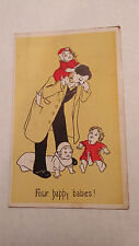 People Postcard Four happy babies Father and Children Pre-Linen 1908 vtg Art picture
