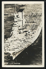 RPPC 1940's U.S.S. SARATOGA AIRCRAFT CARRIER CV-3 PACIFIC THEATER P-539 picture