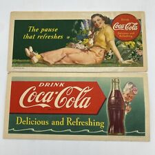 2 Vtg COCA-COLA Advertising Blotters 1951 Sprite Boy 1941 Pause That Refreshes picture