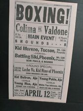 1900s Boxing Broadside Tucson Arizona Phoenix Arizona 8.5 By 14 In. picture