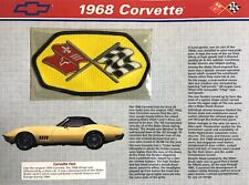 1968 CHEVROLET CORVETTE Willabee & Ward OFFICIAL PATCH COLLECTION ~ INFO CARD picture