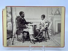 1880s Cabinet Card photo Black Boys playing  Dominoes Studio Drummer African EU? picture